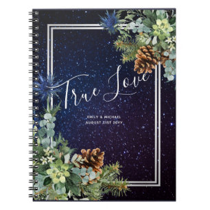 Carnet Nuit étoilée Eucalyptus bleu chardon hiverMariage