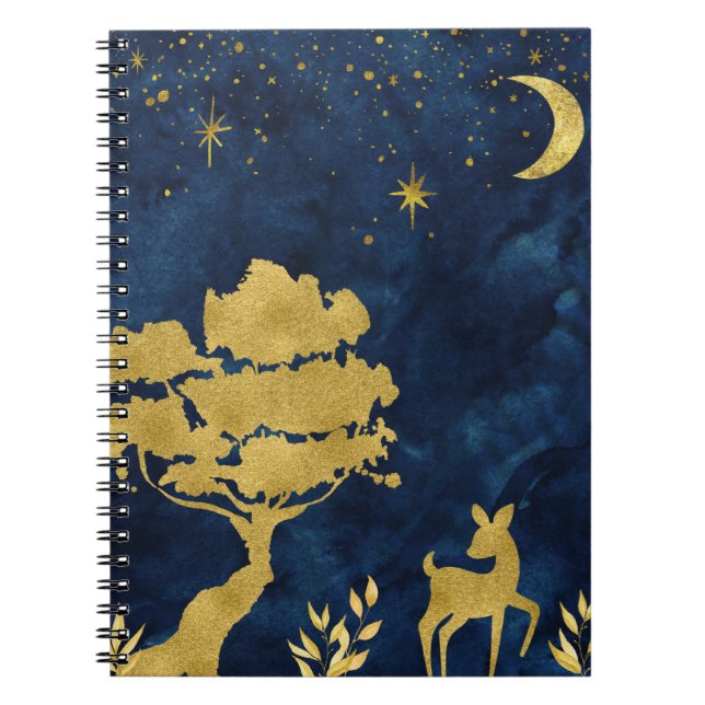 Carnet Nuit étoilée - silhouette dorée (Devant)