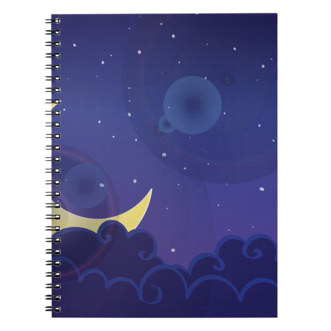 Carnet Nuit jour lune minuit bleu (Devant)