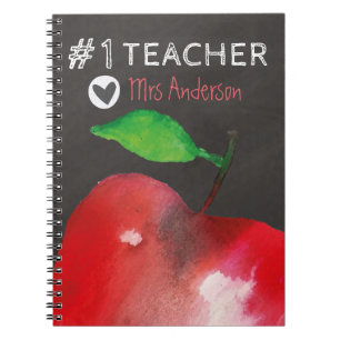 Carnet Numéro 1 Professeur Pomme rouge personnalisée