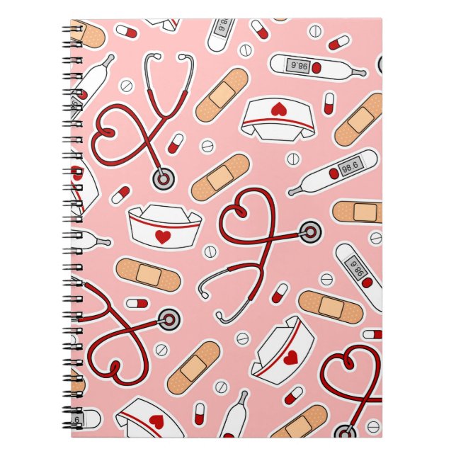 Carnet Nurse Love Imprimer Arrière - plan rose (Devant)