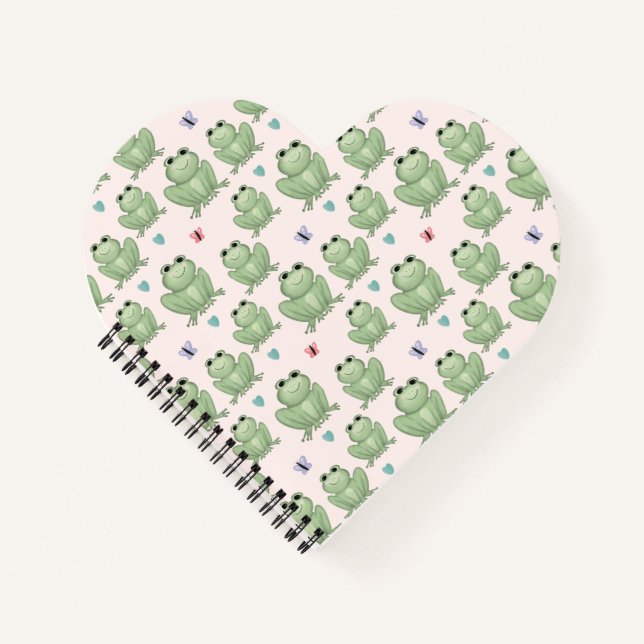 Carnet Nursery de grenouille à l'aquarelle rose fantaisis (Devant)