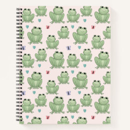 Carnet Nursery de grenouille rose fantaisiste à l'aquarel