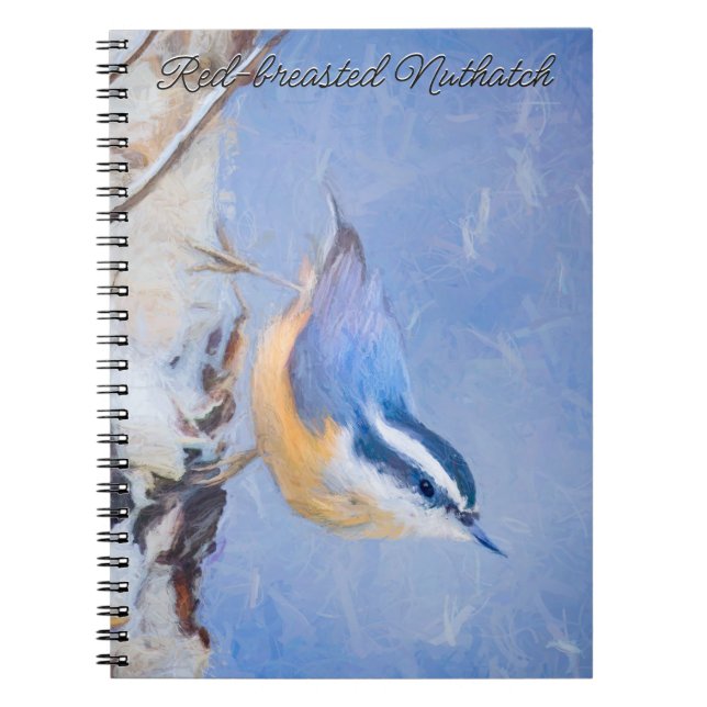 Carnet Nuthatch à poitrine rouge Peinture d'art original  (Devant)