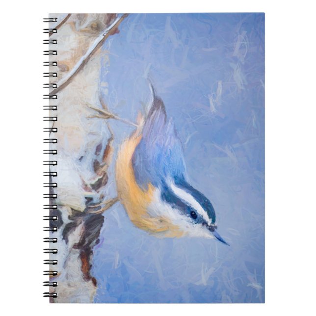 Carnet Nuthatch à poitrine rouge Peinture d'art original  (Devant)
