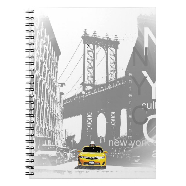 Carnet Nyc Yellow Taxi New York City Brooklyn Bridge Joue (Devant)