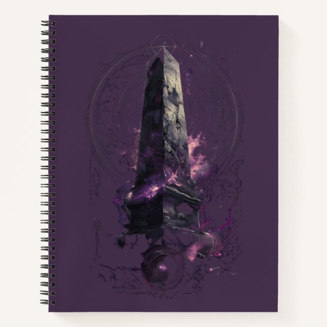 Carnet Obélisque Cosmique Violet Art Occulte Sombre (Devant)