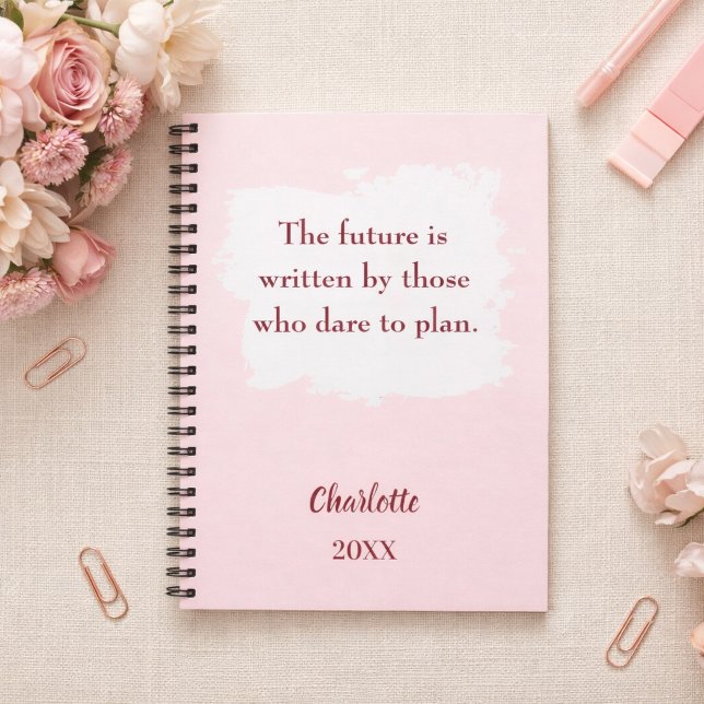 Carnet Objectifs de citation inspirants rose blush (Créateur téléchargé)