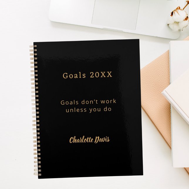 Carnet Objectifs de citation motivationnelle or noir (Créateur téléchargé)