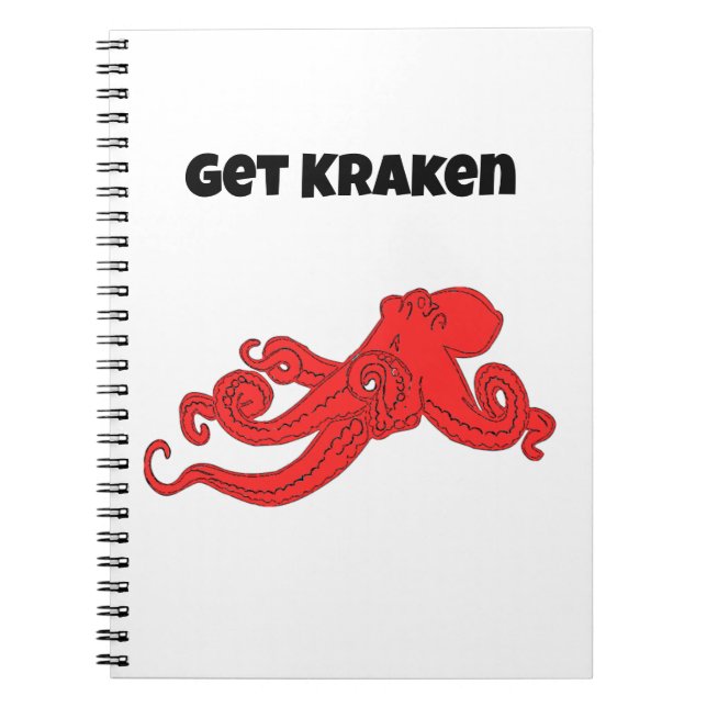 Carnet Obtenez Kraken Amusant Rétro Pieuvre Rouge de Dess (Devant)