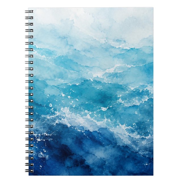 Carnet Océan Bleu Aquarelle Abstraite (Devant)