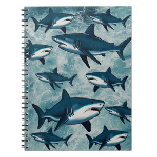 Carnet Océan bleu vert Été Vagues de plage requin poisson