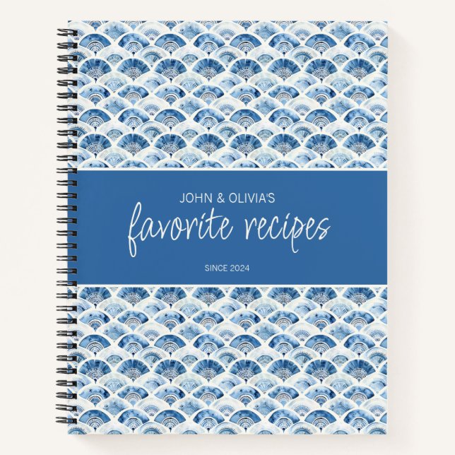 Carnet Ocean Blue Custom Name Newlyweds Favoris Recettes (Devant)