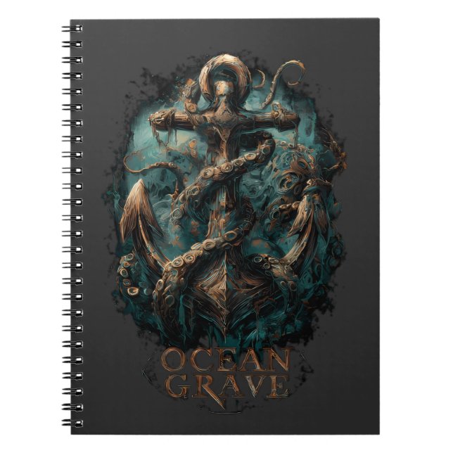 Carnet Ocean Grave Kraken Anchor Dark Fantasy  (Devant)
