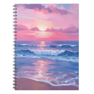 Carnet Océan Rose Peint   Pastel Aquarelle Côtière