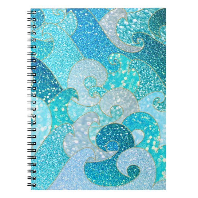 Carnet Océan turquoise d'or de sirène de Faux de Mer (Devant)