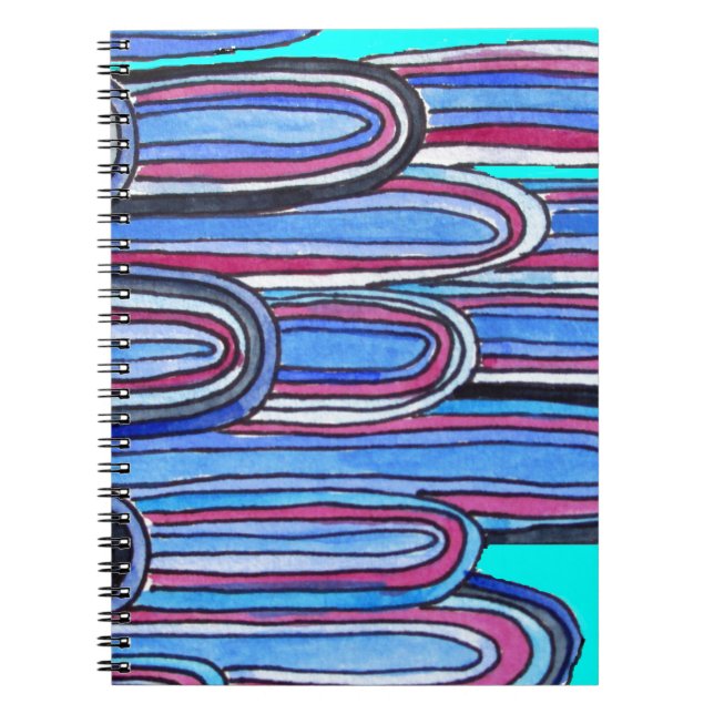 Carnet Ocean Waves aqua blue pattern (Devant)