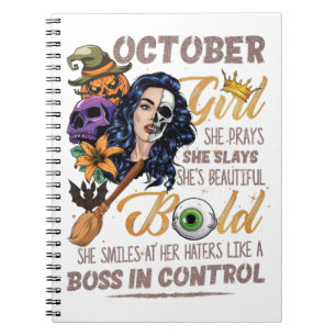 Carnet Octobre Girl Libra Anniversaire Halloween Squelett