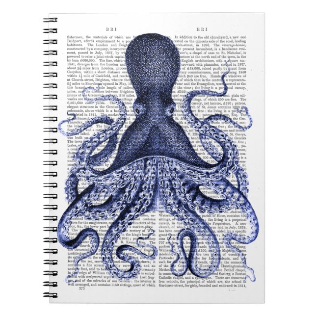 Carnet Octopus bleu (Devant)