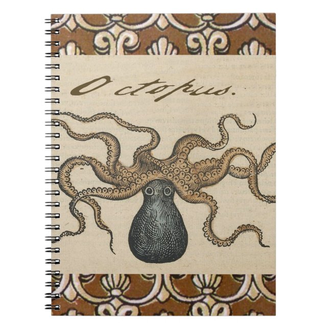 Carnet Octopus Kraken Illustration Vintage (Devant)