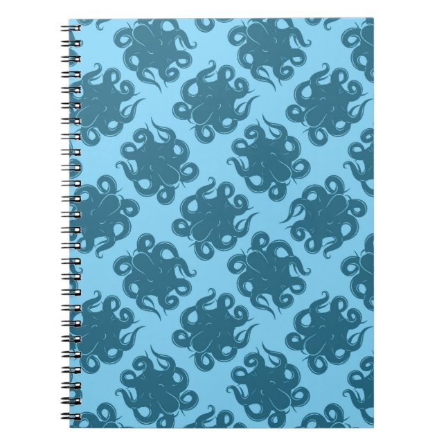 Carnet Octopus sur Motif bleu (Devant)