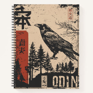 Carnet Odin et son corbeau   Impression Ukiyo-e