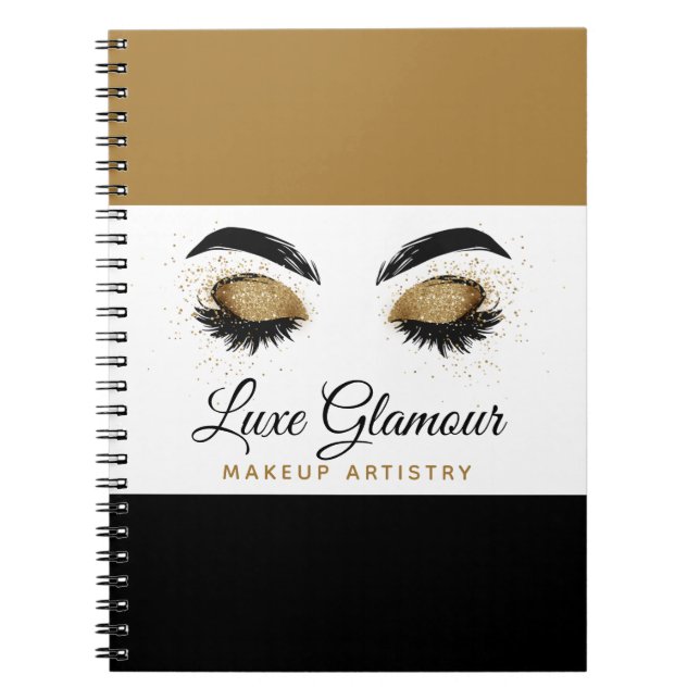 Carnet OEil doré glamour cils maquillage Artiste Beauté B (Devant)