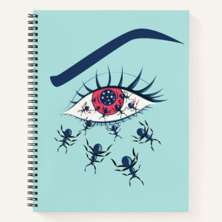 Carnet OEil rouge Déplaisant avec des fourmis