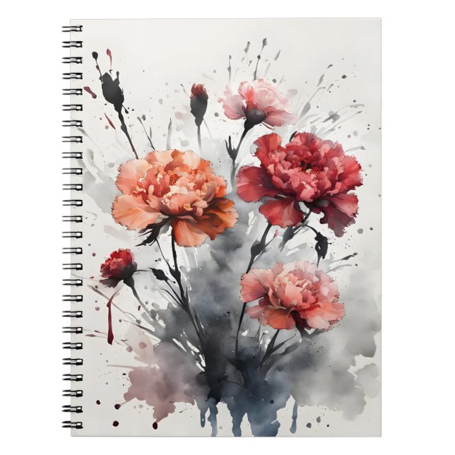 Carnet Œillet - Fleurs aquarelle (Devant)