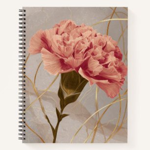 Carnet Œillet Rose Blush Floral Or