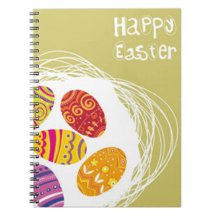 Carnet Oeuf de pâques dans le nid sur l'arrière - plan