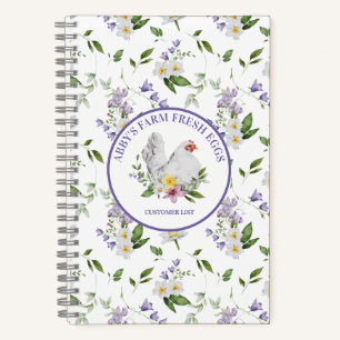 Carnet Oeufs frais de ferme Poulet Floral