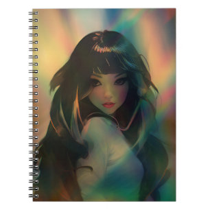 Carnet Oeuvre d'Anime Girl entourée de Rainbow Light