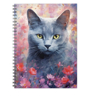 Carnet OEuvre d'aquarelle colorée du chat bleu russe