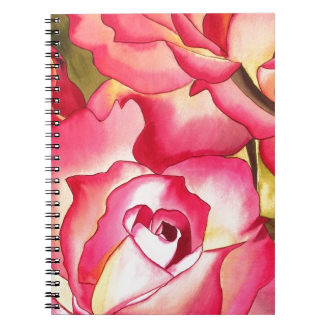 Carnet Œuvre d'art à l'aquarelle rose eau de Hannah Gordo (Devant)