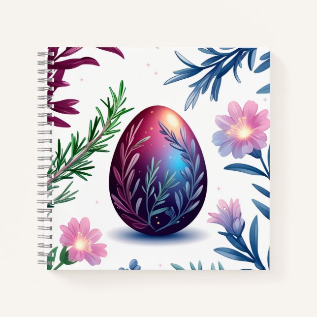 Carnet Œuvre d'art botanique d'œuf de Pâques élégant (Devant)