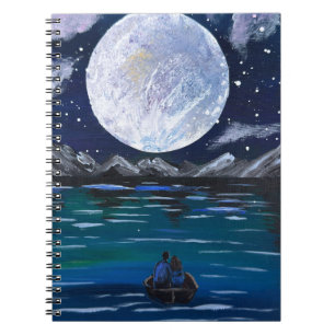 Carnet Œuvre d'art faite main - Amour au clair de lune
