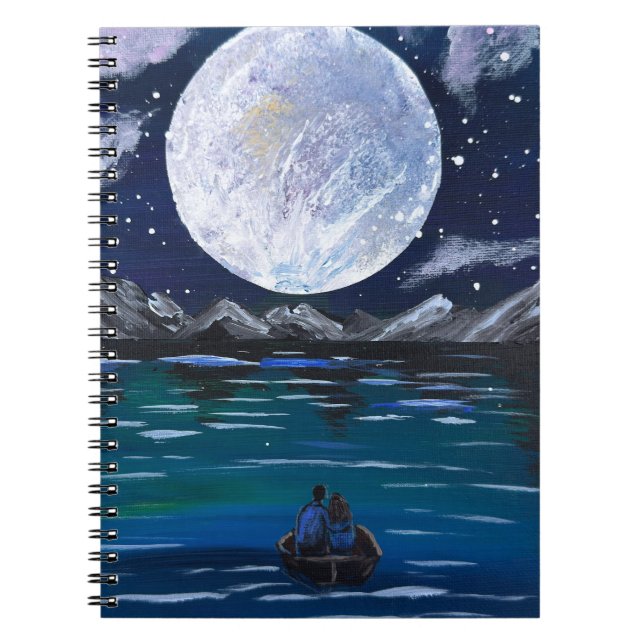 Carnet Œuvre d'art faite main - Amour au clair de lune (Devant)