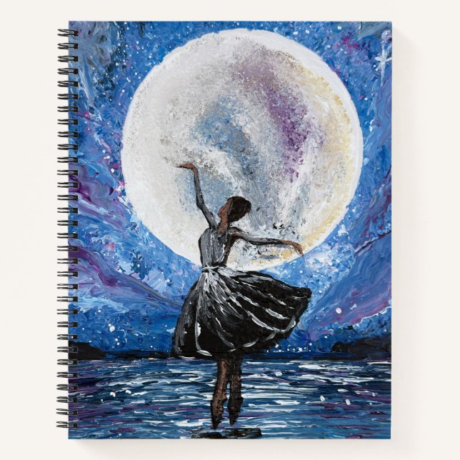 Carnet Œuvre d'art faite main - Danse avec la lune  (Devant)
