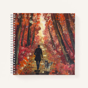 Carnet Œuvre d'art faite main - Forêt orange