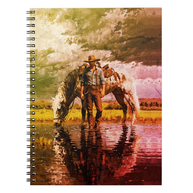 Carnet Œuvre d'art murale Cowboy et Cheval - Western (Devant)