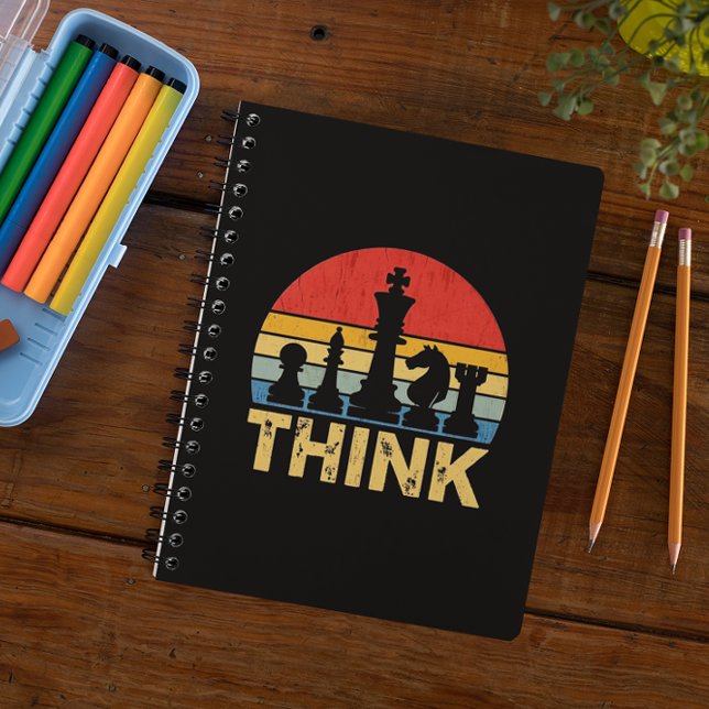 Carnet Oeuvre vintage d'échecs Sunset - Inspirer "Think" (Vintage Sunset Chess Artwork – Inspiring Think Notebook)
