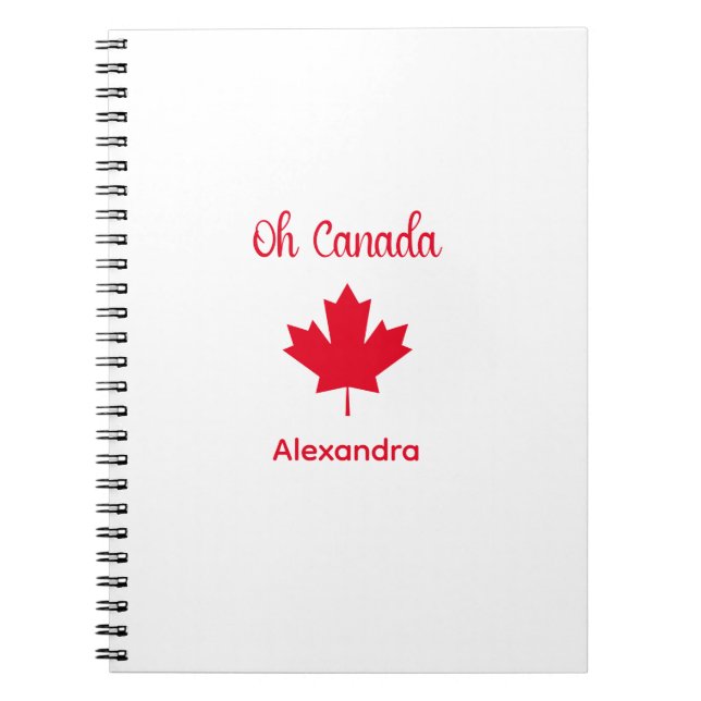 Carnet Oh Canada | Elégante feuille d'érable rouge (Devant)