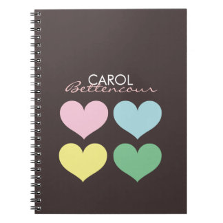 Carnet Oh coeurs modernes tellement beaux personnalisés