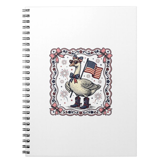 Carnet Oie patriotique gravure vintage (Devant)