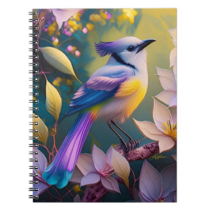 Carnet Oiseau à poitrine jaune violet