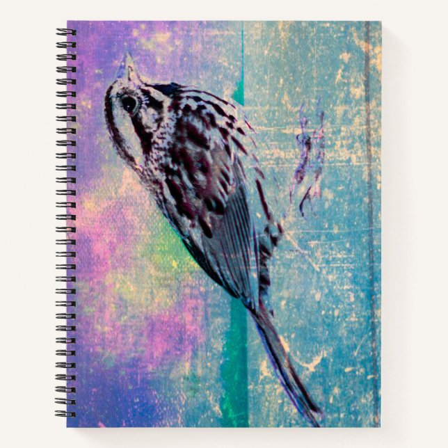 Carnet Oiseau Abstrait coloré : Oiseau chanteur vibrant (Devant)