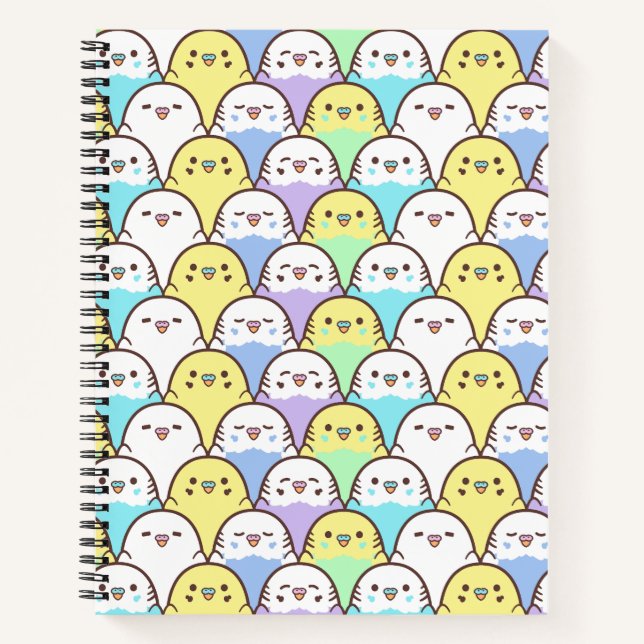 Carnet Oiseau Amant bleu Jaune Cartoon Budgies Motif (Devant)