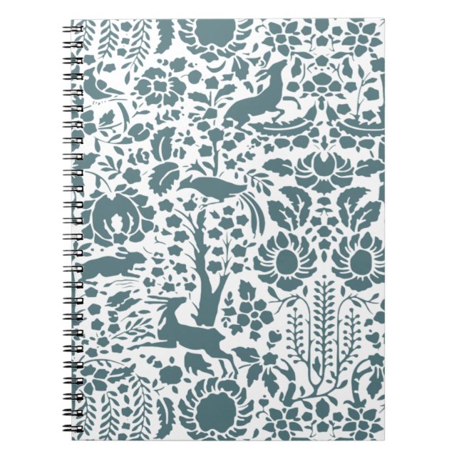 Carnet Oiseau, Cerf, motif folklorique des arbres (Devant)