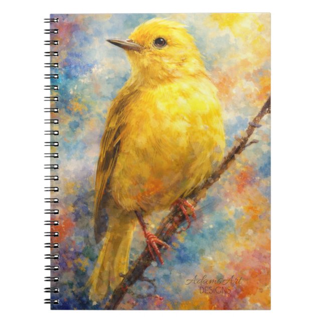 Carnet Oiseau chanteur doré vibrant Art aquarelle (Devant)